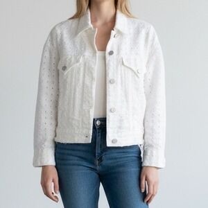 Blank NYC Denim Jean Jacket White Eyes On You size XS